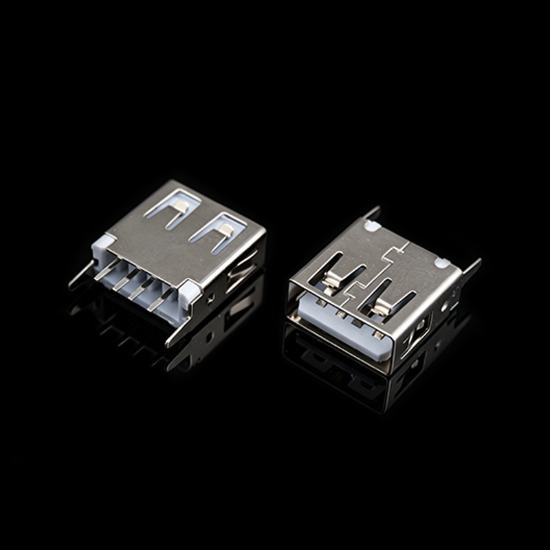 TS-T003048-194 Угловой гнездовой USB-разъем, длина корпуса 13.0 мм, вертикальный под сквозной монтаж DIP
