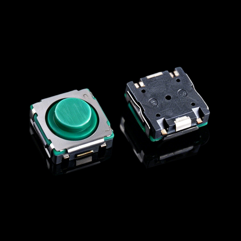 TS-F014001 8.5×8.5×3.95 мм, силиконовый тактильный переключатель с обвитыми выводами и зеленой приводной головкой