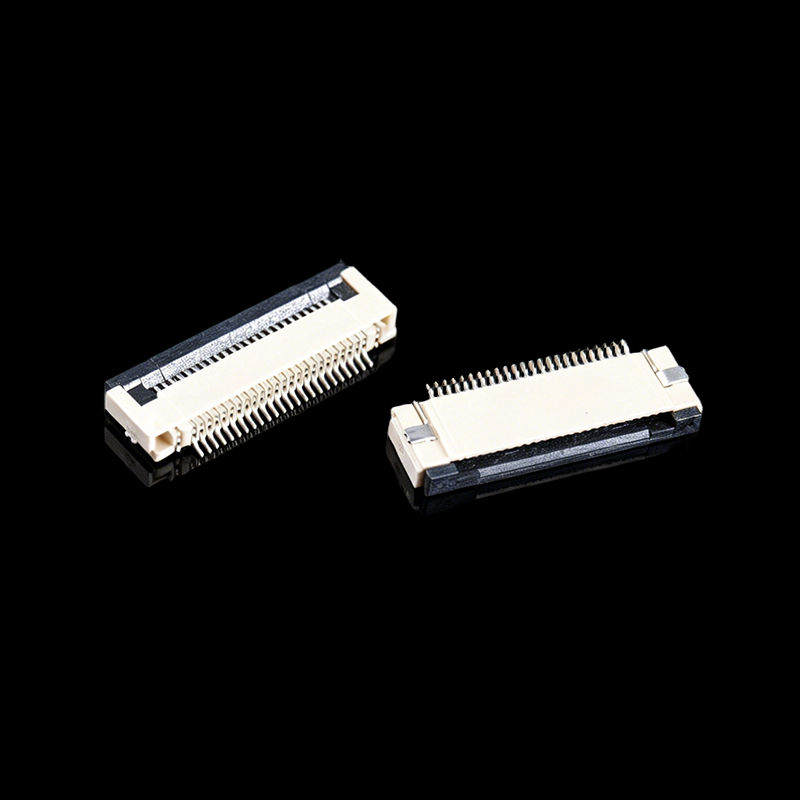 TS-Q002108 24-контактный разъем FPC/FFC, шаг контактов 0.5 мм, горизонтальный с откидной фиксацией, с нижним расположением контактов, высота корпуса 2.0 мм
