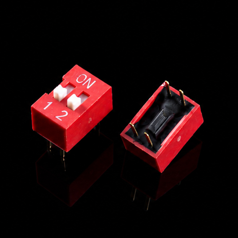 DIP-переключатель TS-U001016, DS-2.54-2P, красный, сквозное отверстие