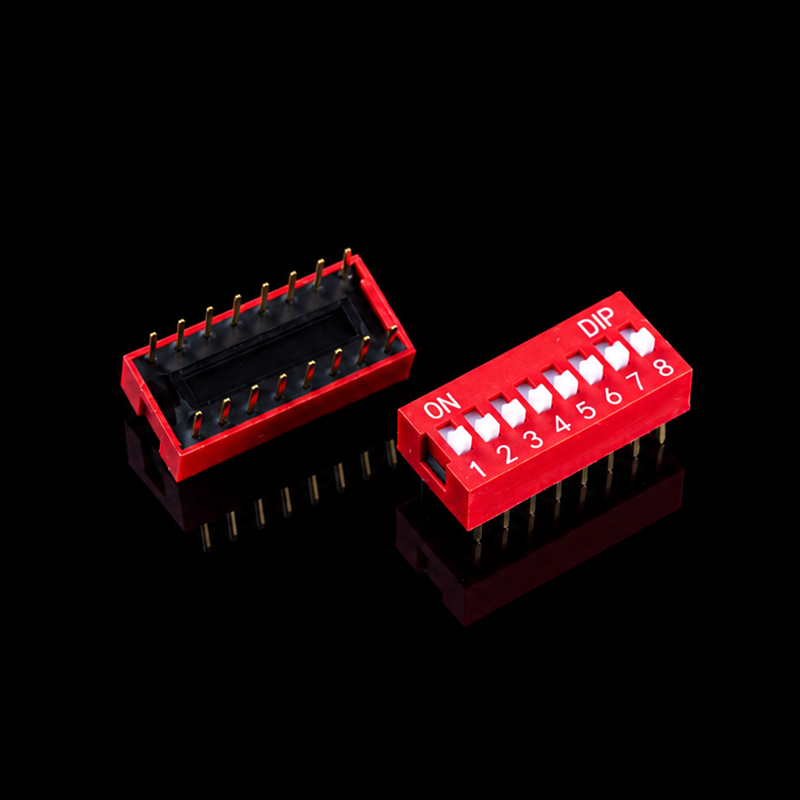 DIP-переключатель TS-U001022, DS-2.54-8P, красный, сквозное отверстие